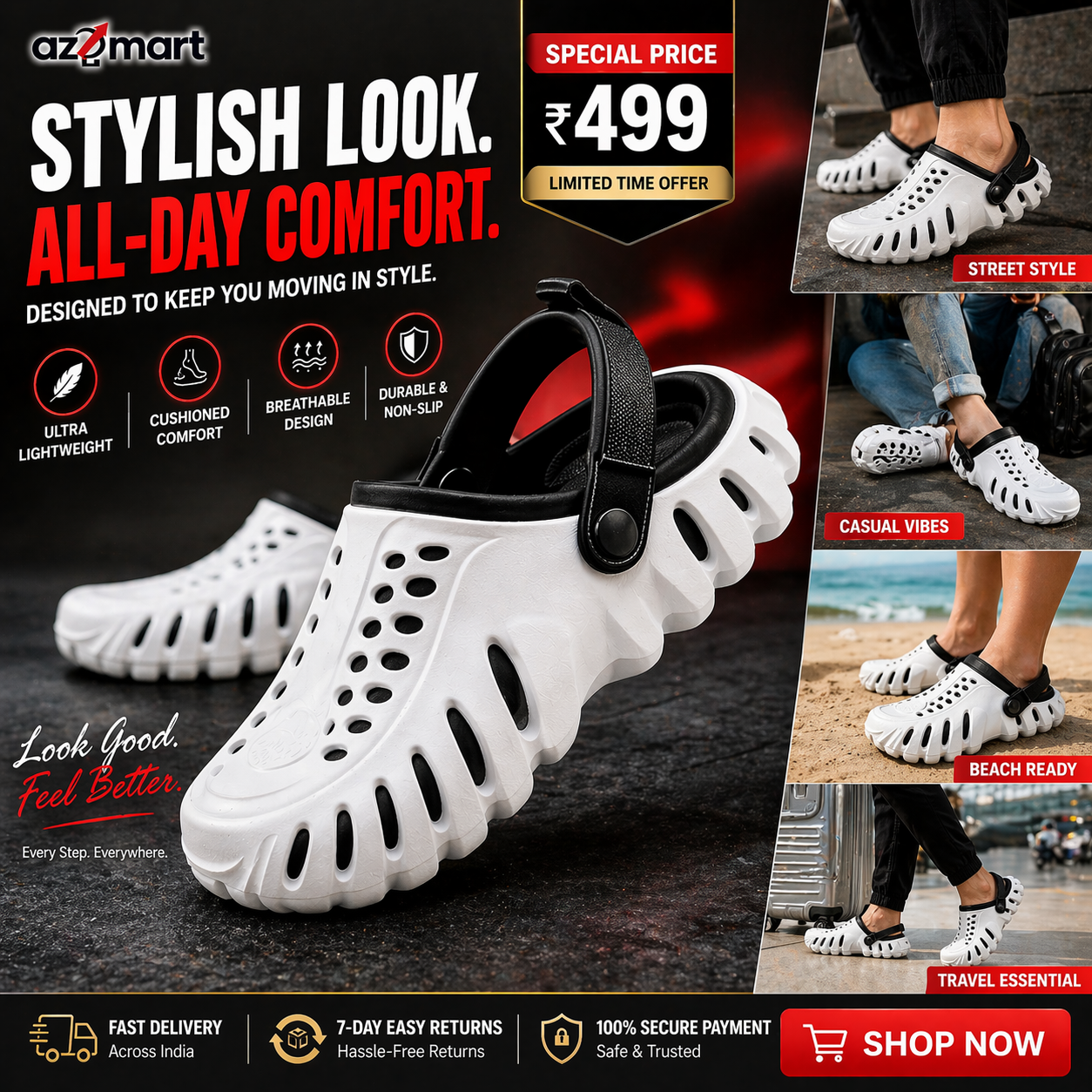 Lightweight Everyday Clogs – Breathable, Stylish & Ultra Comfortable Footwear