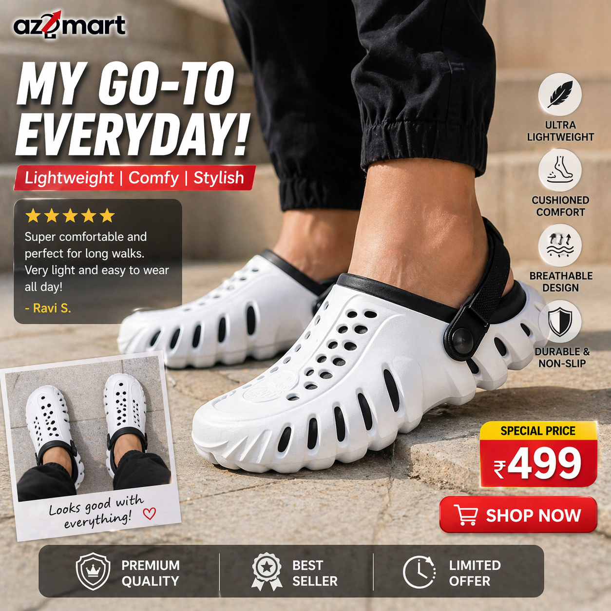 Lightweight Everyday Clogs – Breathable, Stylish & Ultra Comfortable Footwear